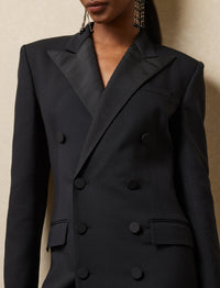 Robe de cocktail croisée Cottrell en laine et soie mélangée - Black