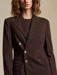 Veste Safford en laine milleraies - Brown & Cream