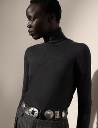 Cashmere turtleneck jumper - Medium Grey Melange