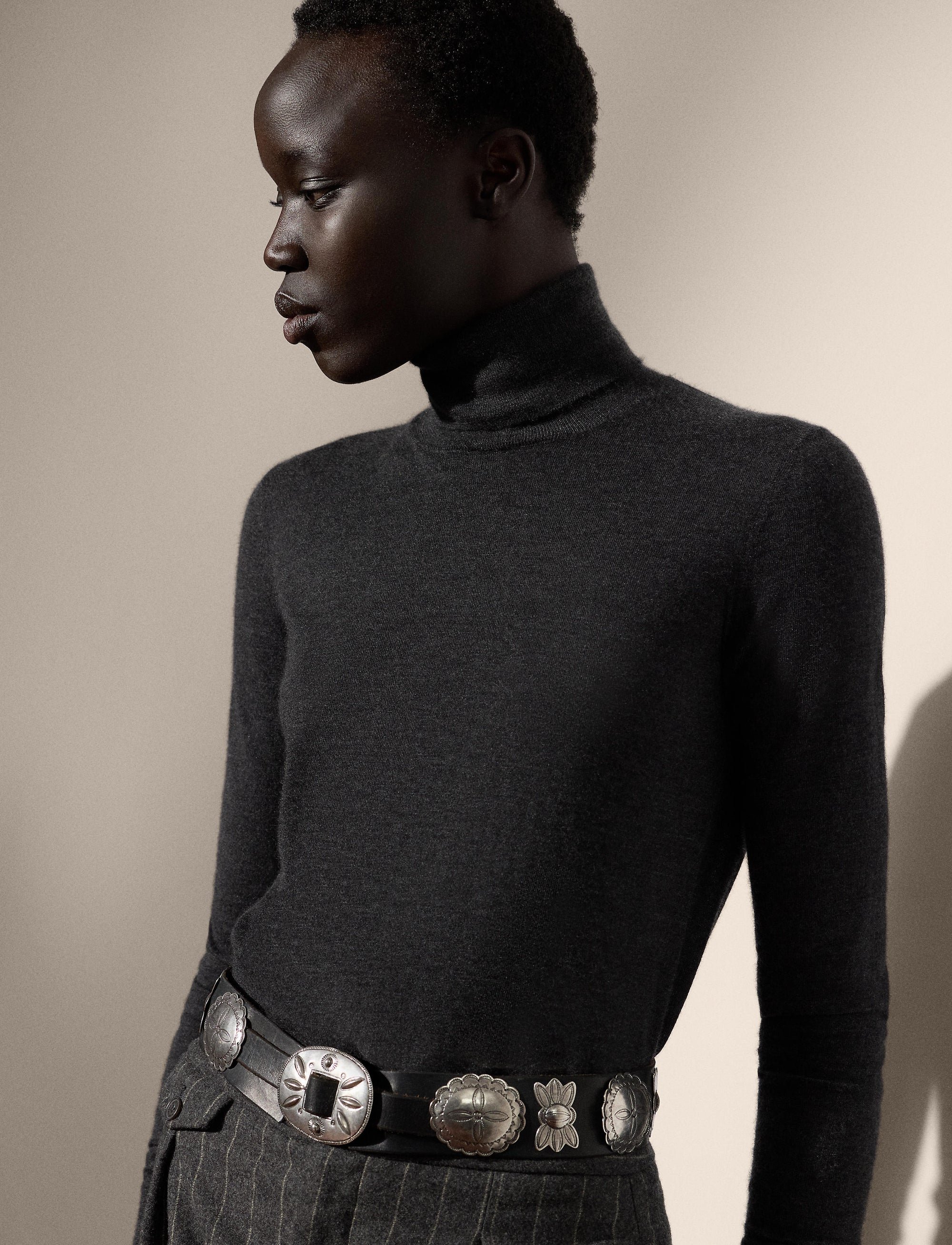 Cashmere turtleneck jumper - Medium Grey Melange