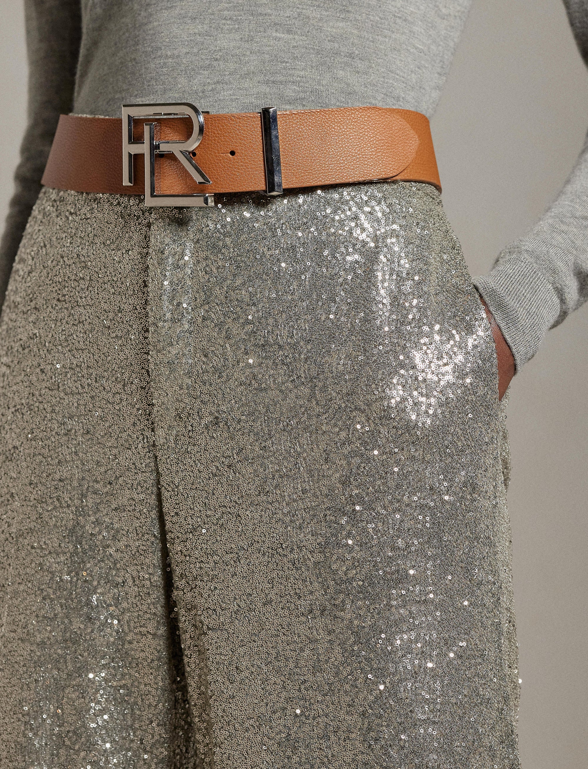 Decorated Welles wide-leg trousers - Classic Light Grey