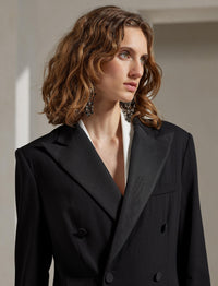 Veste de smoking Shelden en crêpe de laine - Black