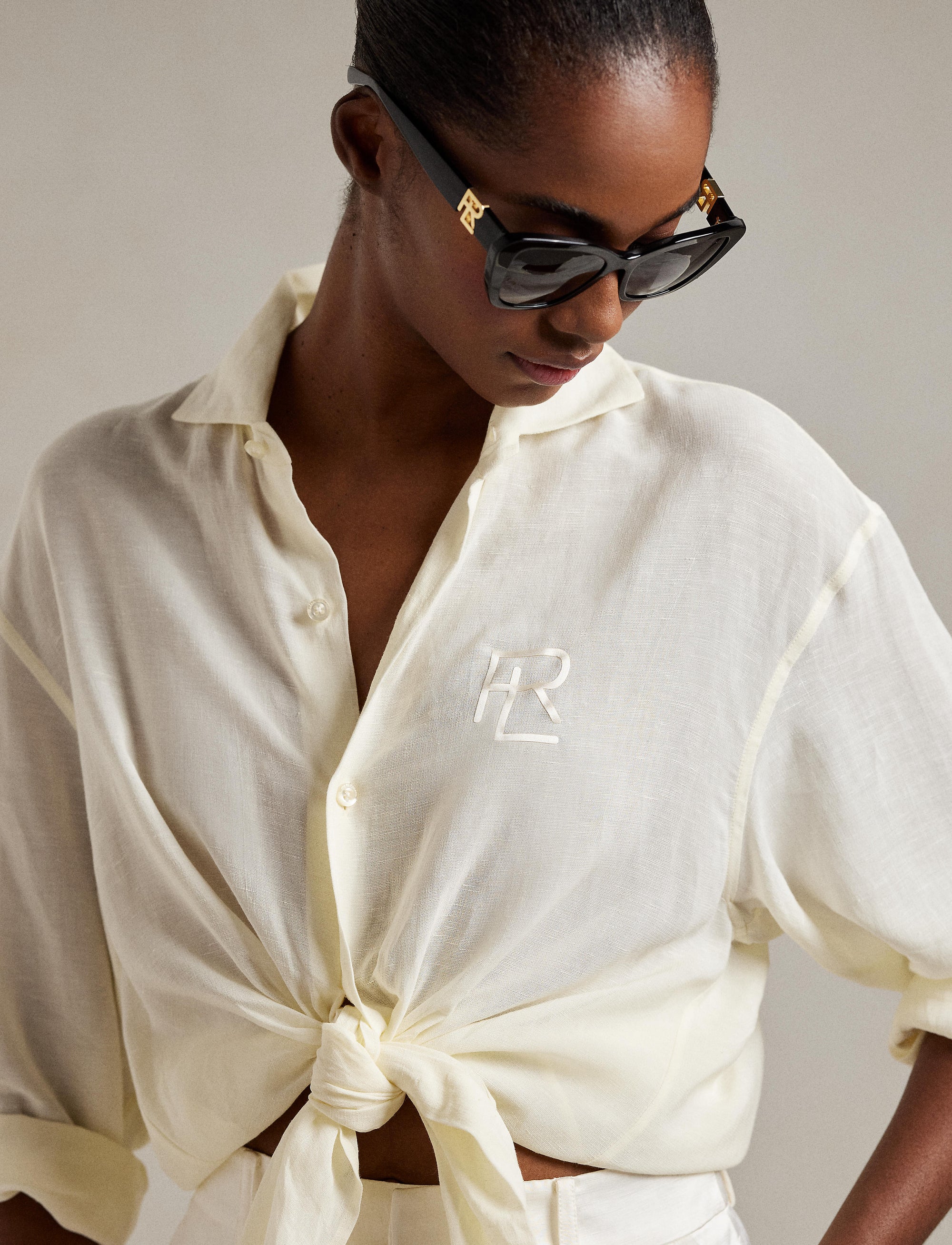 Chemise Cagney en voile de lin - Lux Cream