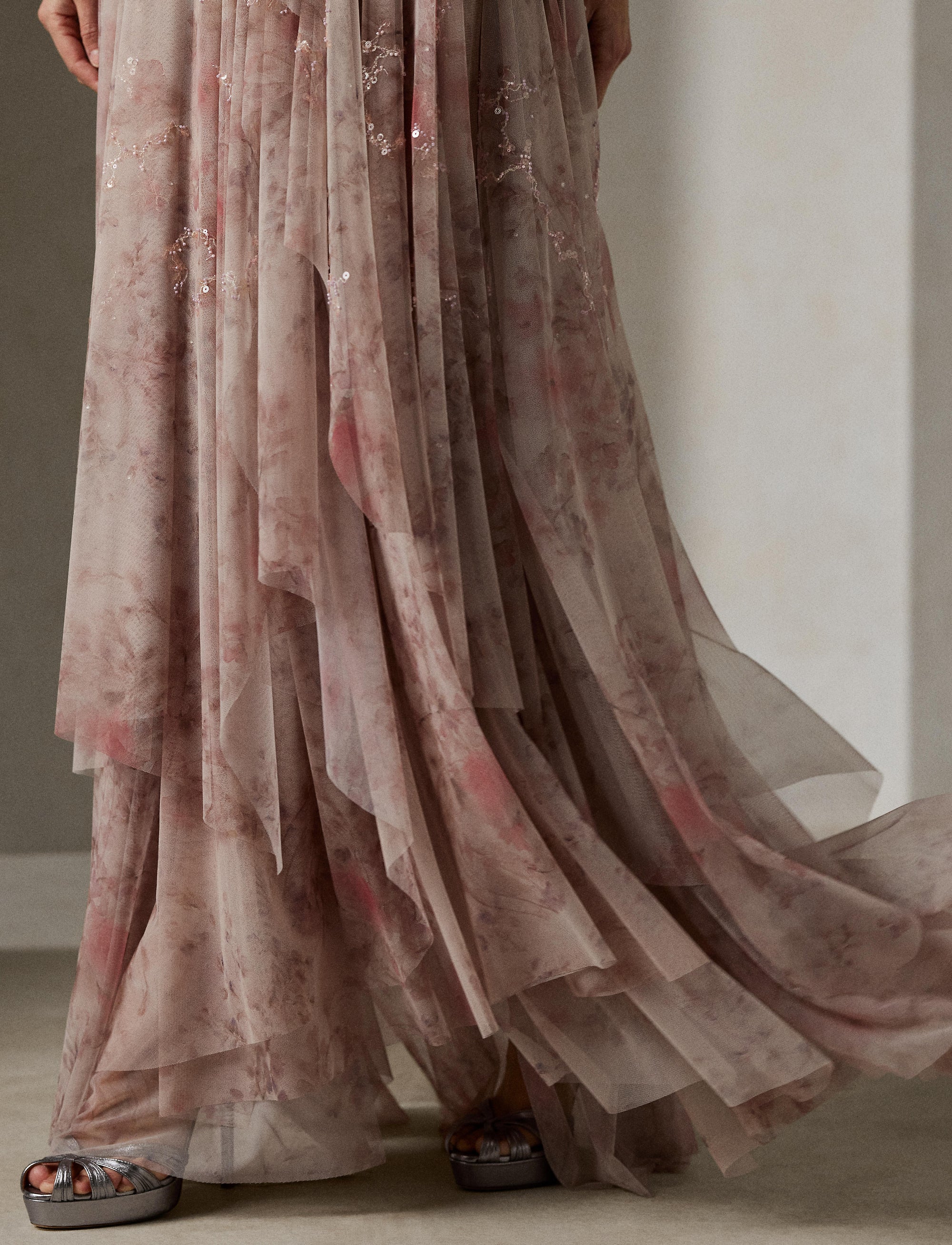 Jupe Kymberly fleurie et ornée en tulle - Light Mauve Multi
