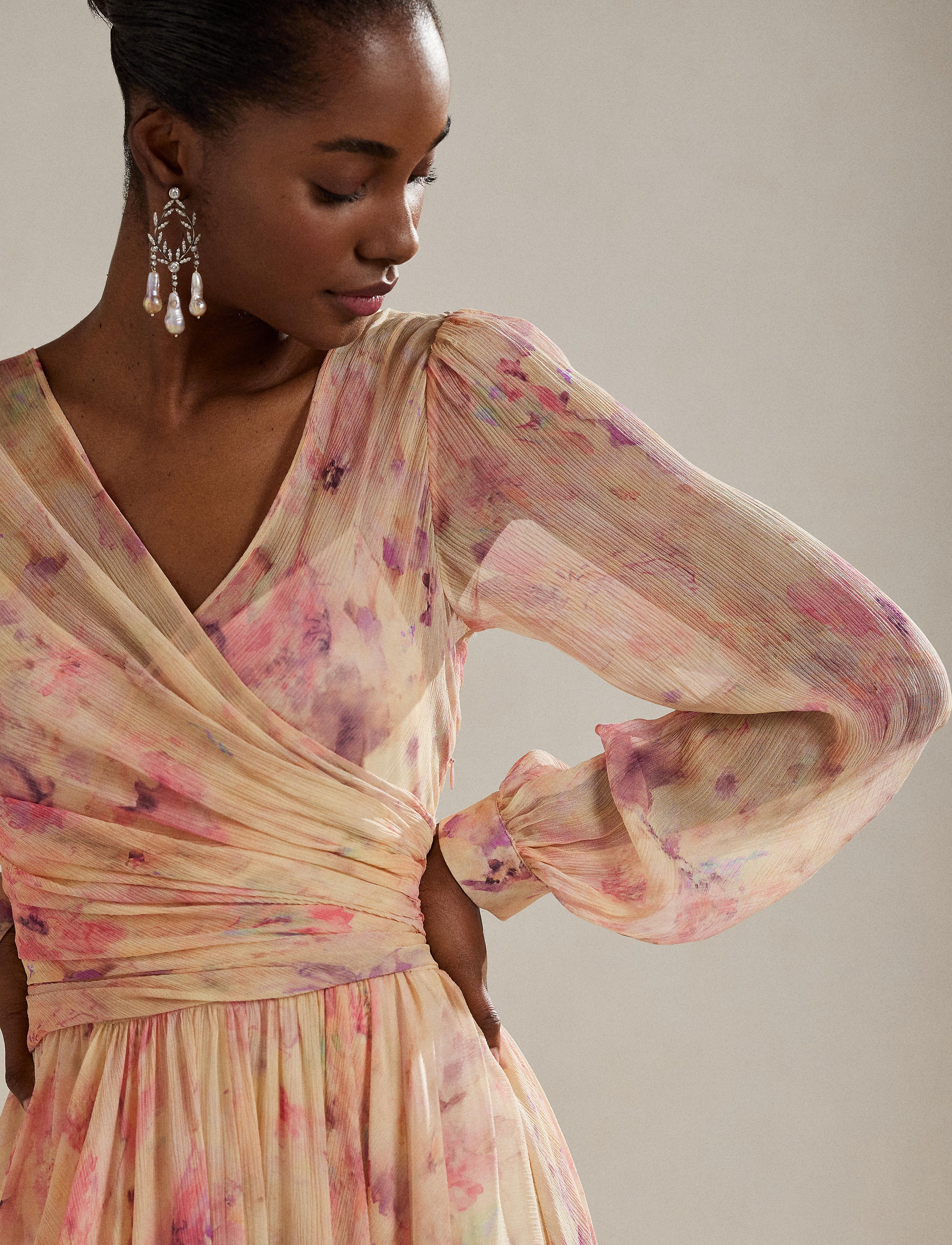 Robe Skielar mousseline froissée fleurie - Multi