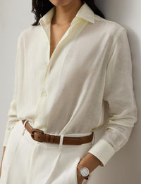 Casual capri shirt in linen voile - Lux Cream