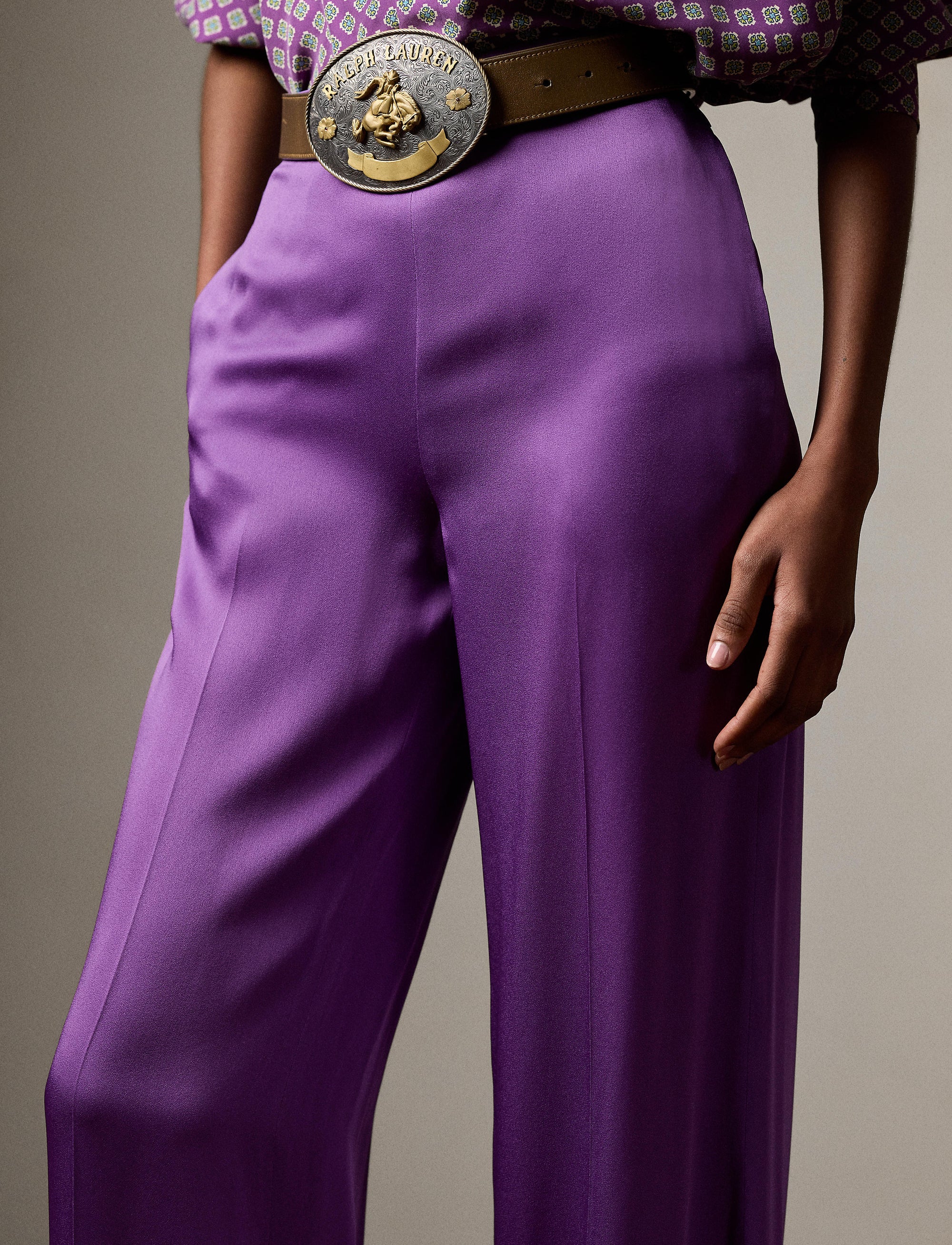 Pantalon Chevonne en satin crêpe - Bright Purple