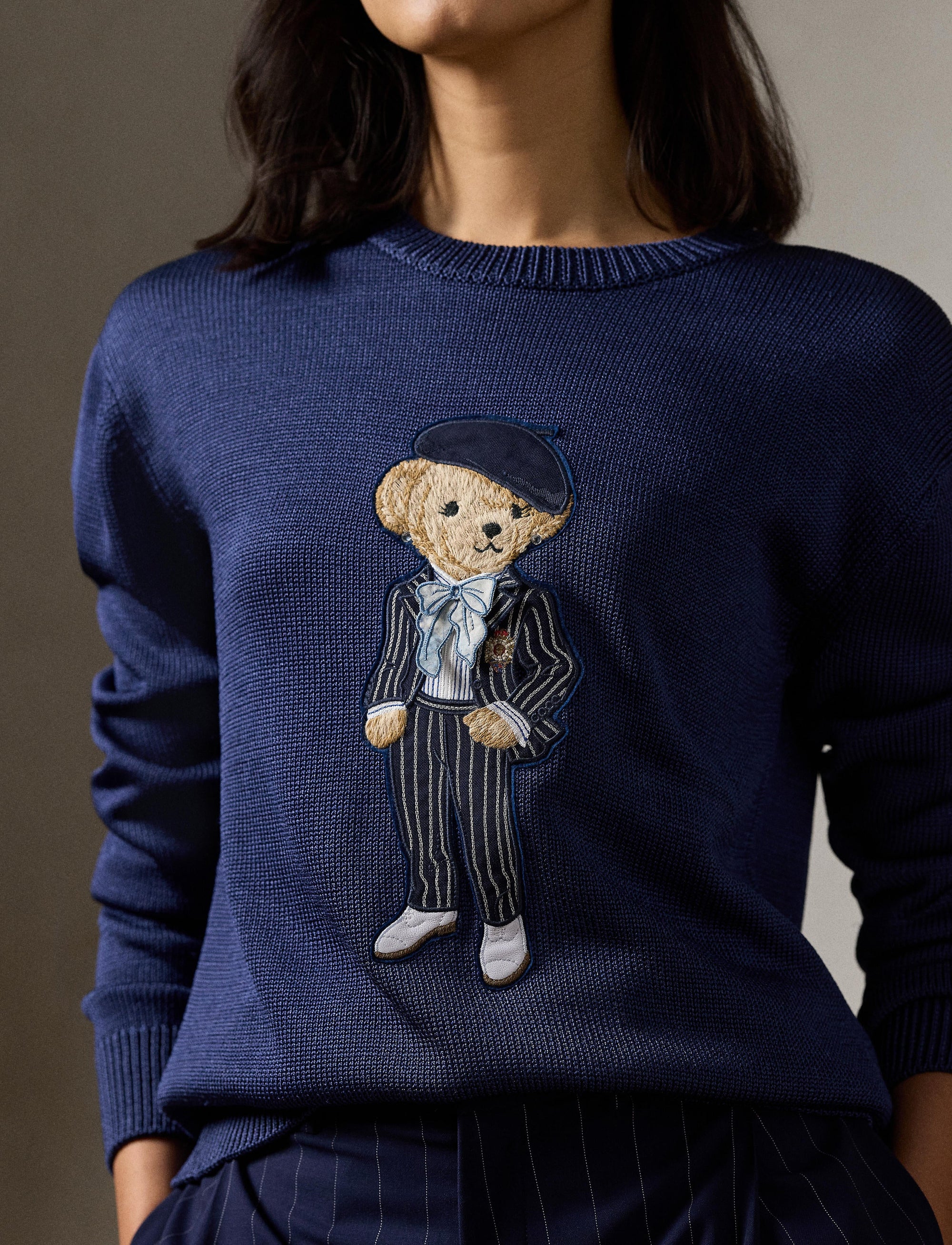 Pull Cricket Polo Bear en soie - Dark Sapphire