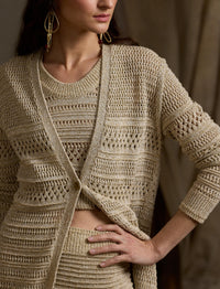 Textured sequin cardigan - Tan & Multicolour