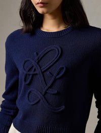 Pull RL en soie bouclée - Lux Navy