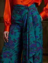Pantalon Schmitt en soie habotai à motif - Blue Multi