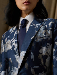 Veste Parker jacquard fleuri en lin - Blue Multi