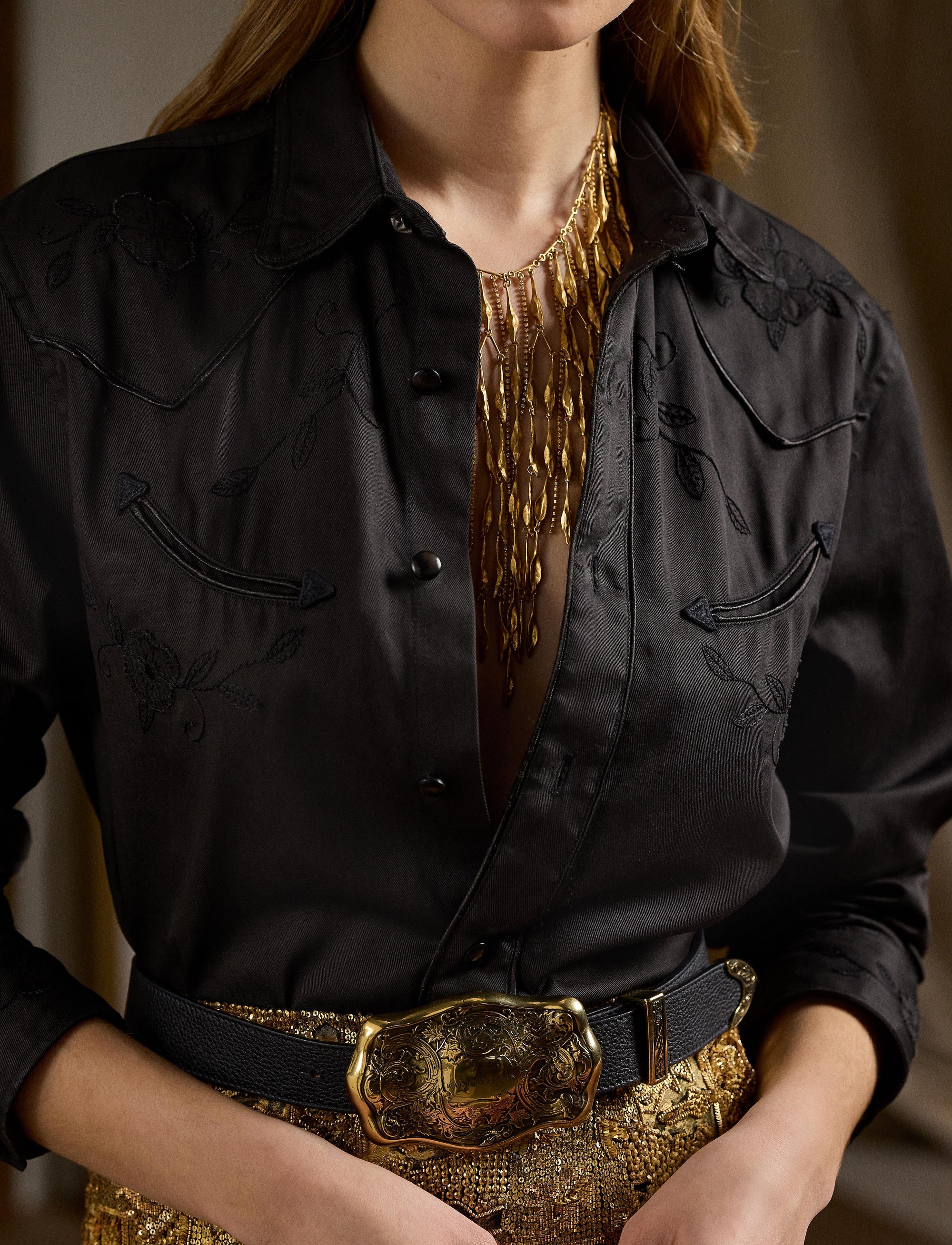 Chemise western Corrine en popeline - Black