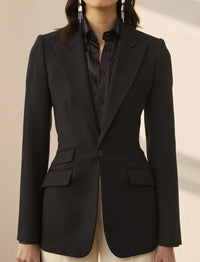 Blazer Hardison à double boutonnage en laine mélangée - Noir