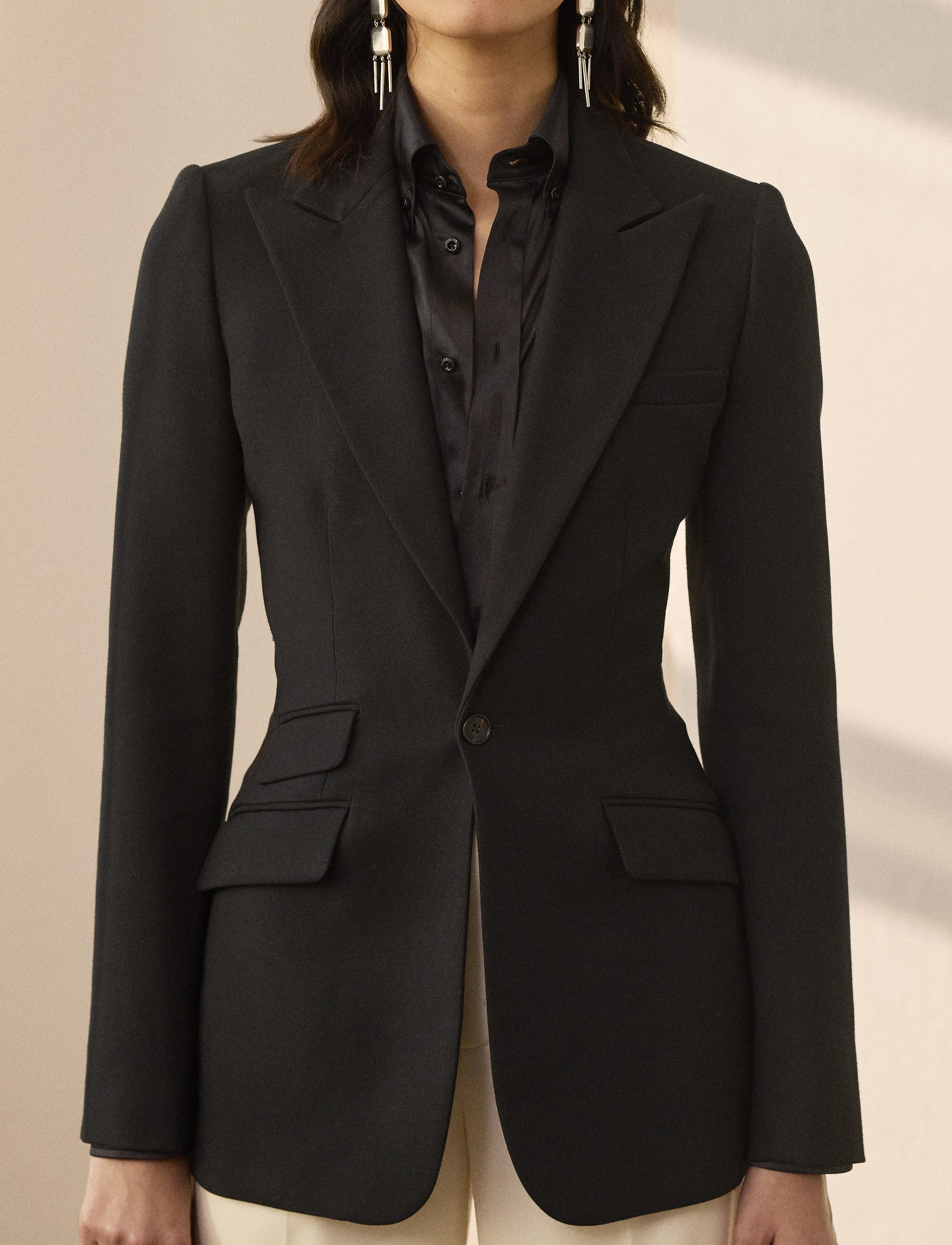 Blazer Hardison à double boutonnage en laine mélangée - Noir