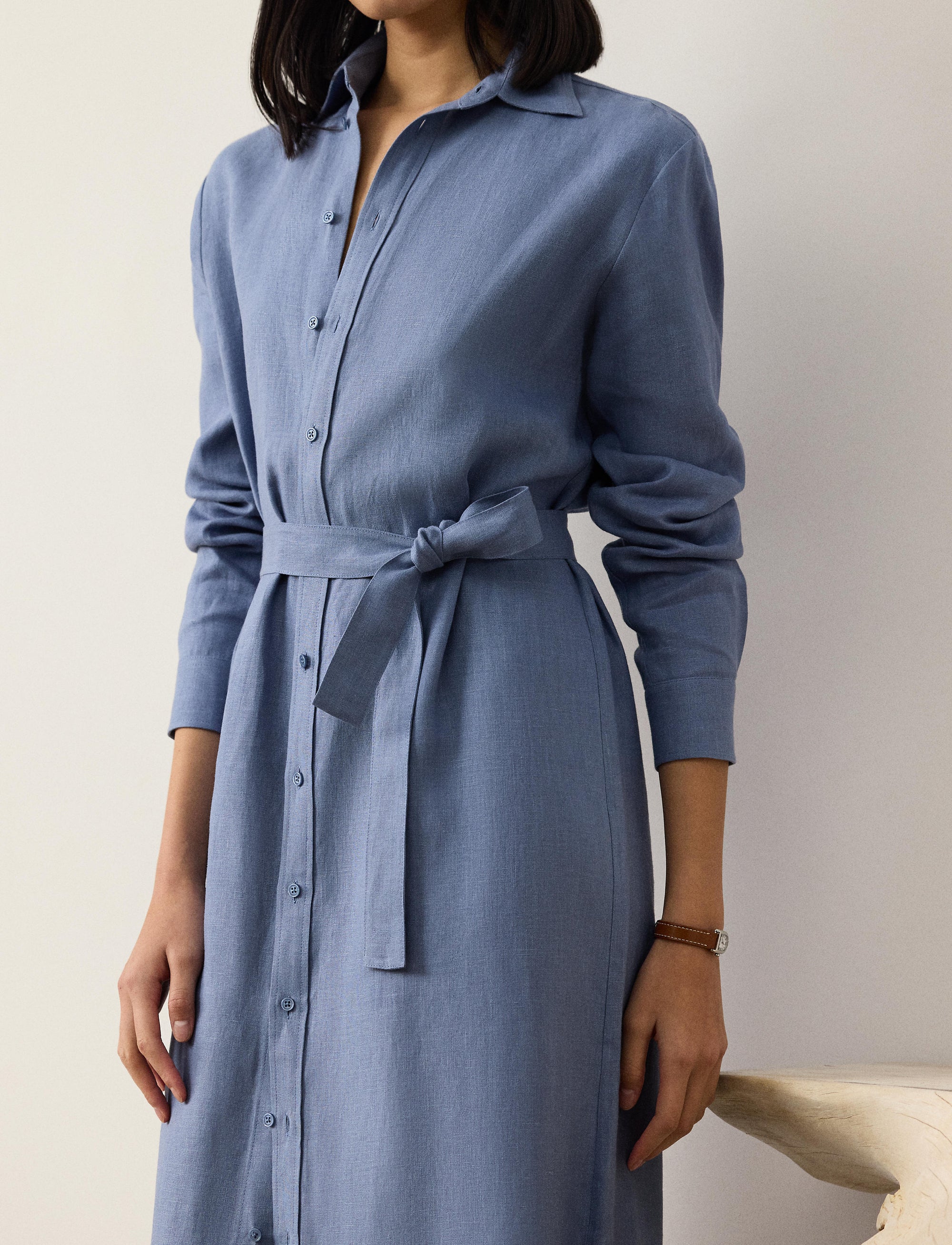 Robe Vicki en lin - Cornflower