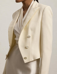 Veste de smoking Spencer en crêpe de laine - Lux Cream