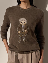 Pull Winter Polo Bear en cachemire - Taupe Melange