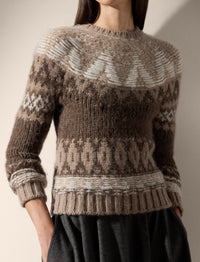 Pull jacquard en cachemire mélangé - Taupe & Multicolore