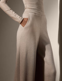 Wide-leg wool trousers - Mineral Melange