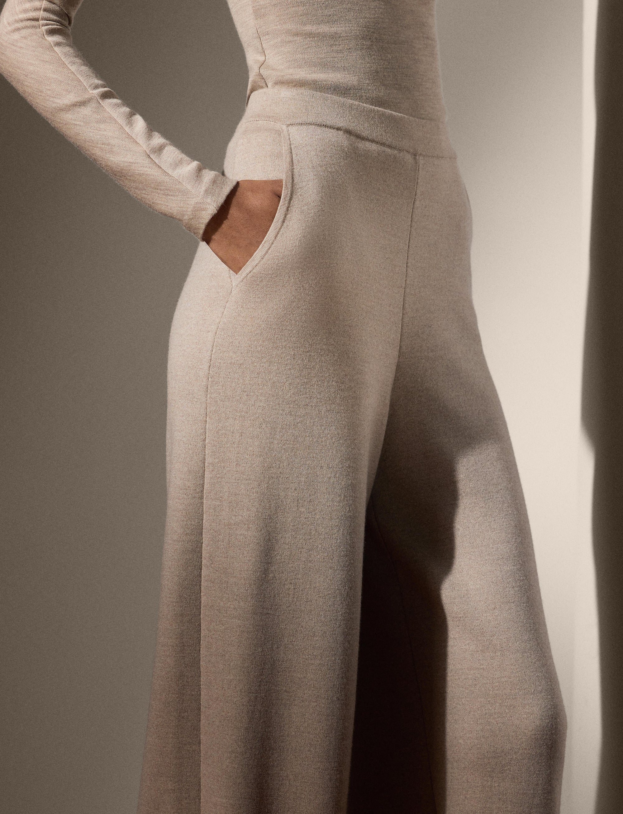 Wide-leg wool trousers - Mineral Melange
