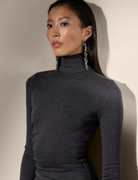 Robe col roulé jersey en laine - Medium Grey