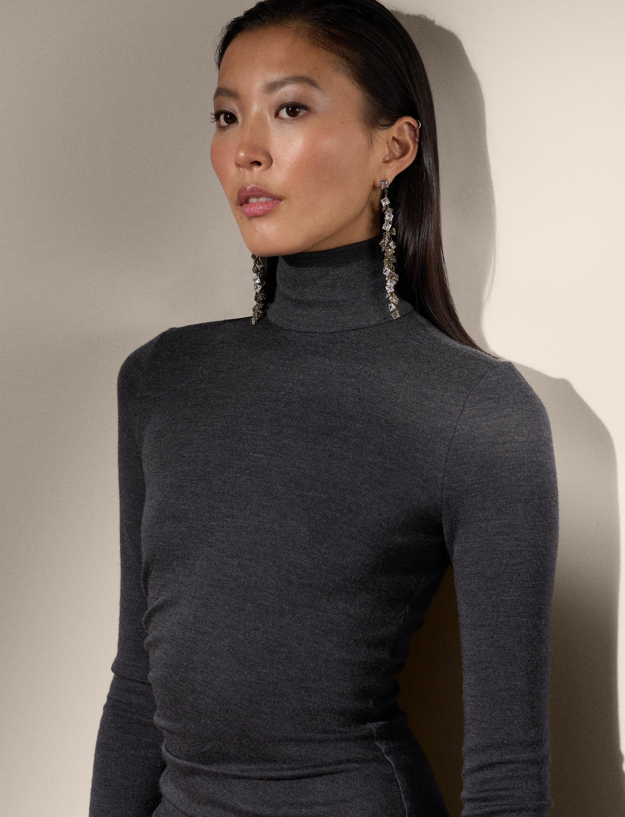Robe col roulé jersey en laine - Medium Grey