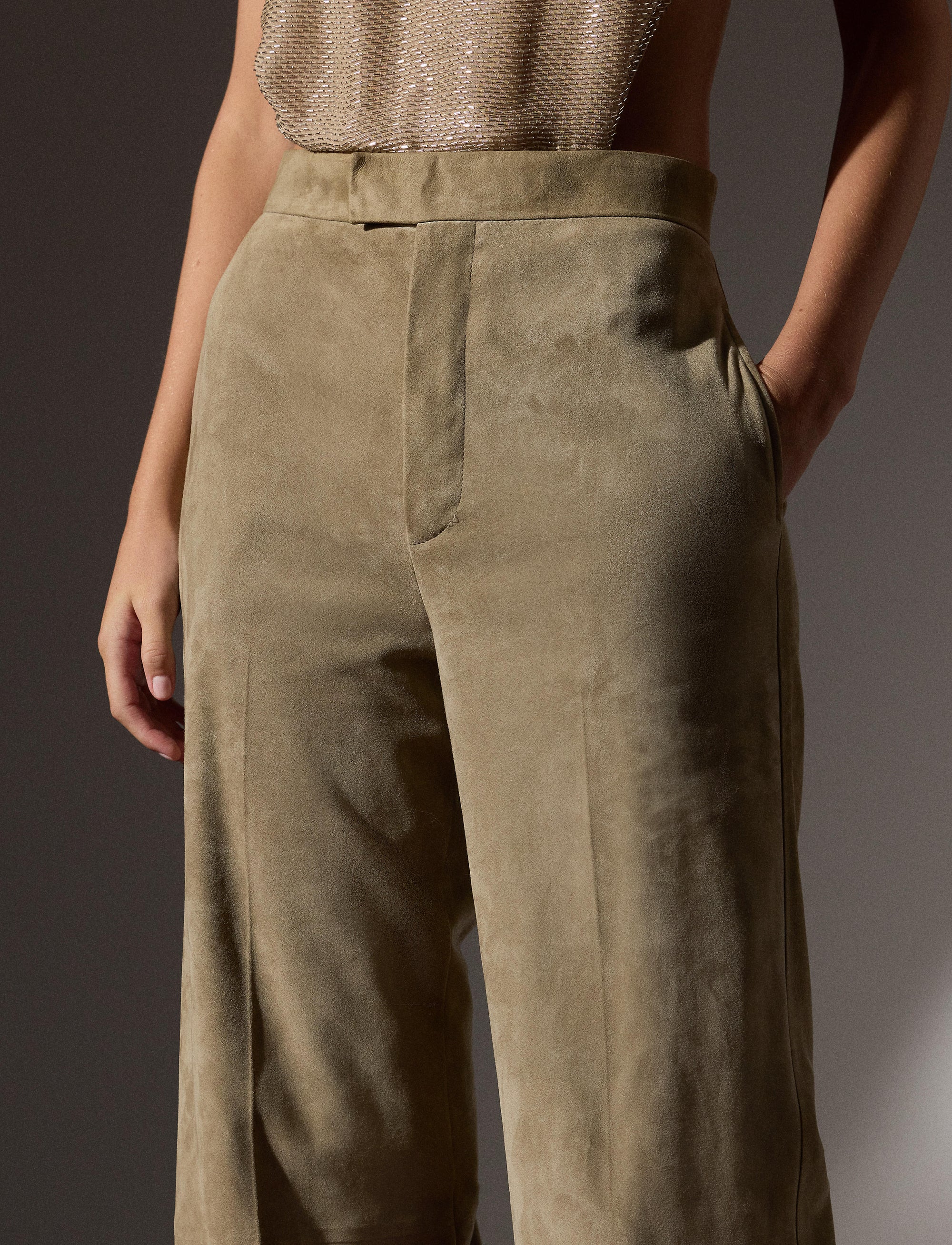 Pantalon Dean en cuir - Taupe Grey