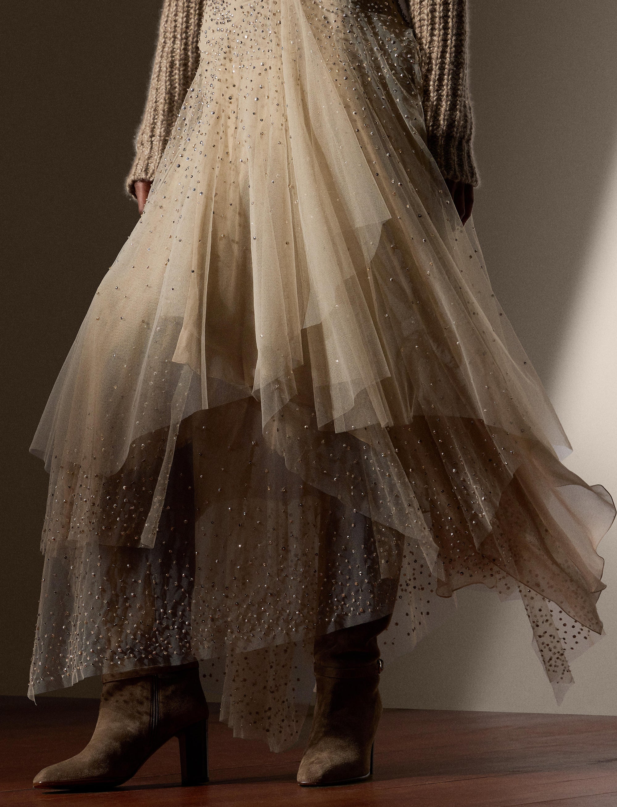 Jupe Daniela décorée en tulle - Mineral
