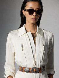 Combinaison Eve en crêpe et satin - Off White