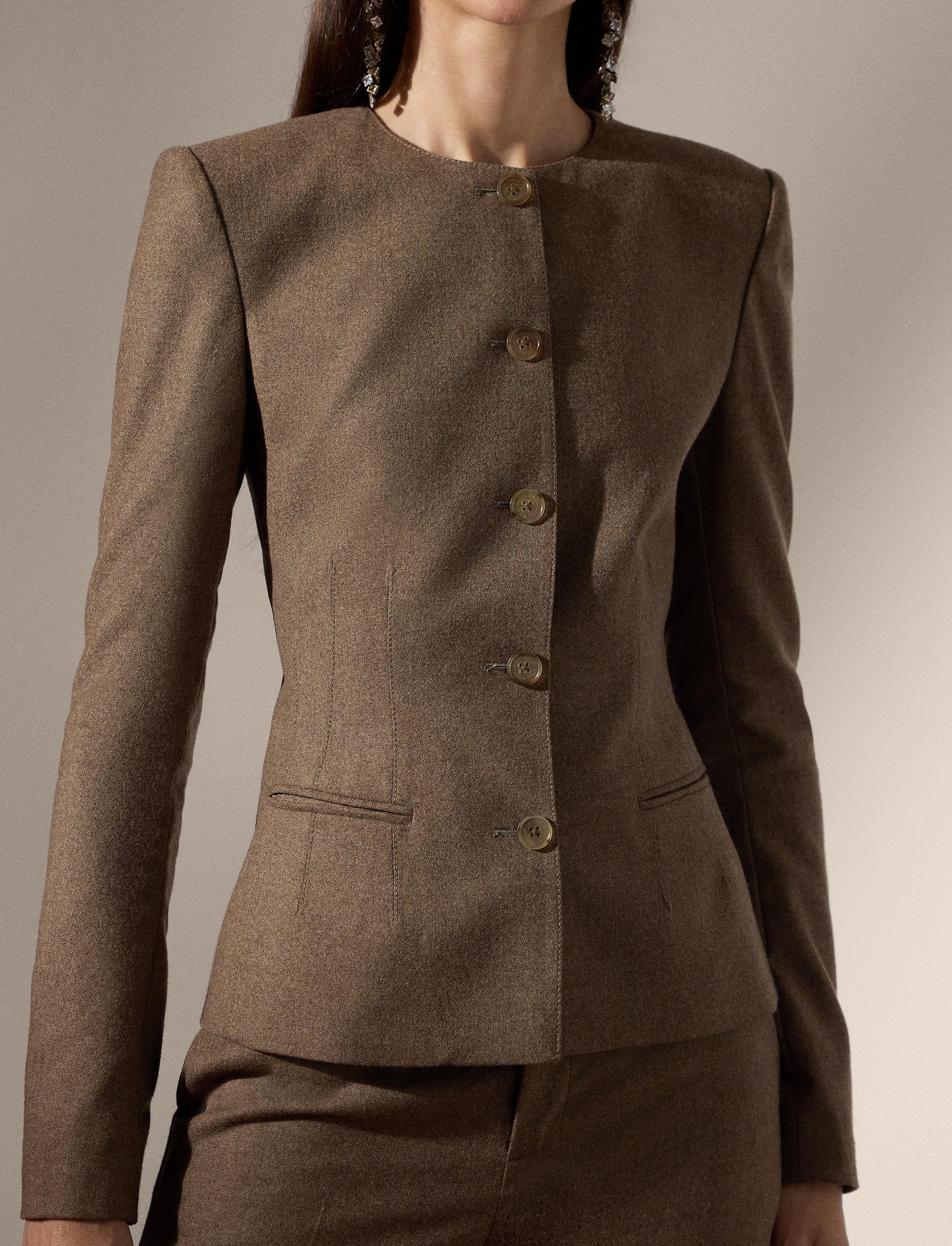 Washed flannel Jennette jacket - Taupe
