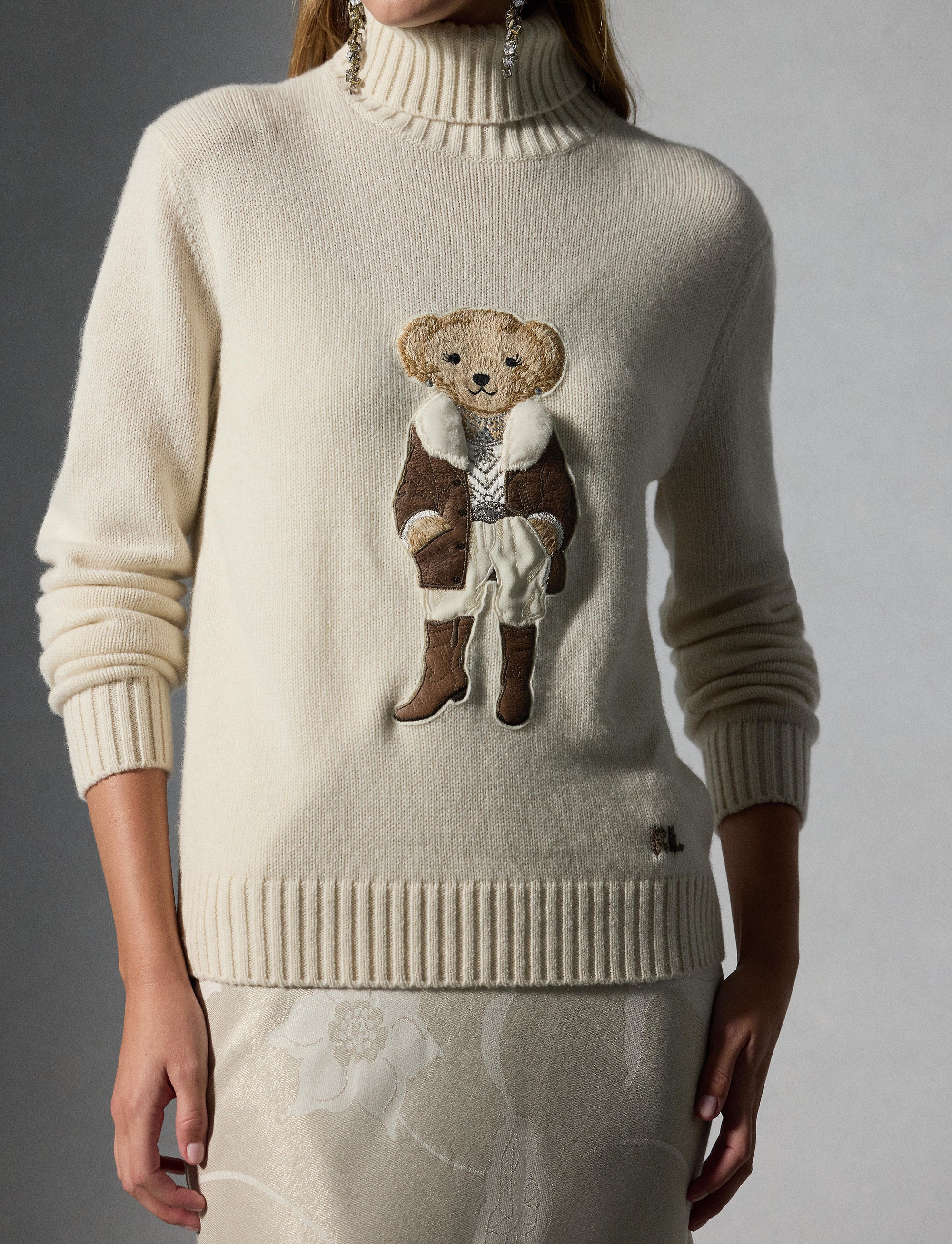 Pull col roulé roulé Rancher Polo Bear en cachemire - Classic Cream