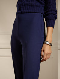 Pantalon Alandra à devant plat en laine - Bleu