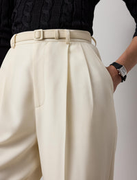 Pantalon Acklie en gabardine de laine - Lux Cream