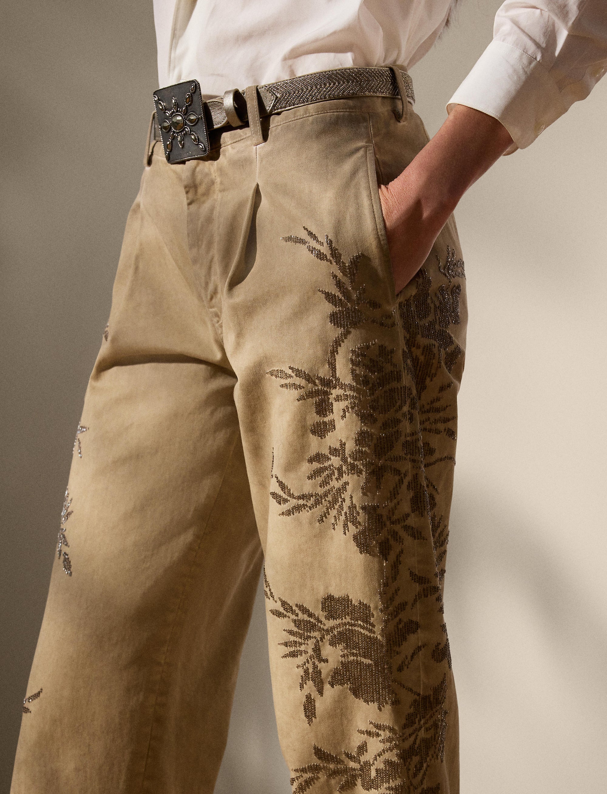 Fallon trousers decorated in cotton chino - Lux Tan