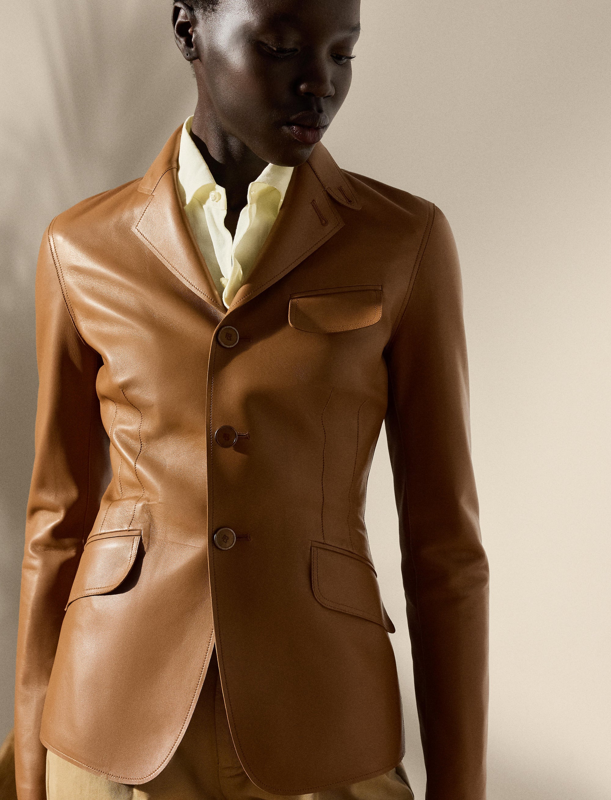 Veste Hollis en cuir - Caramel