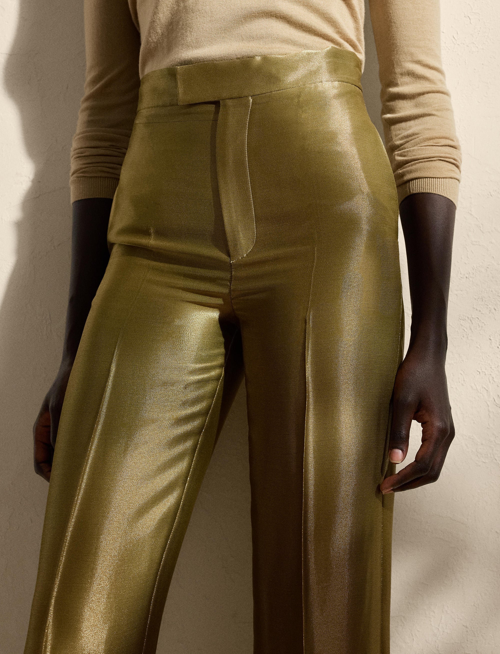 Dean trousers in metallic satin - Dusty Sage