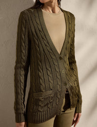 Pull cardigan torsadé en soie - Moss