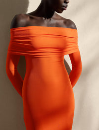 Robe de cocktail épaules dégagées - Bright Orange