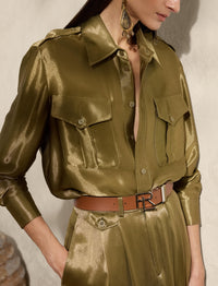 Chemise Natalie en satin métallisé - Dusty Sage