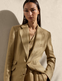 Veste Russell en sergé de soie et de lin mélangé - Lux Tan