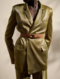 Veste Quinton ceinturée en soie - Dusty Sage