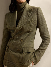 Richie Prince of Wales jacket in mixed linen - Tan & Moss