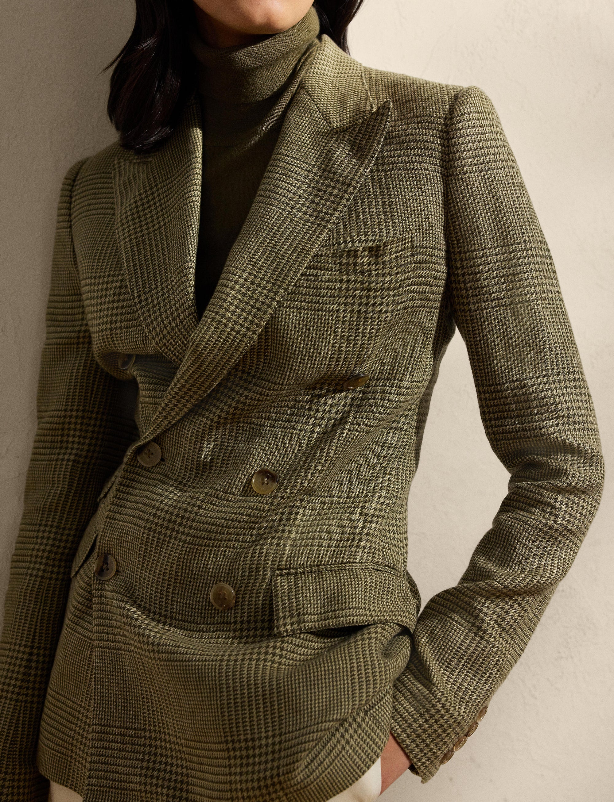 Richie Prince of Wales jacket in mixed linen - Tan & Moss