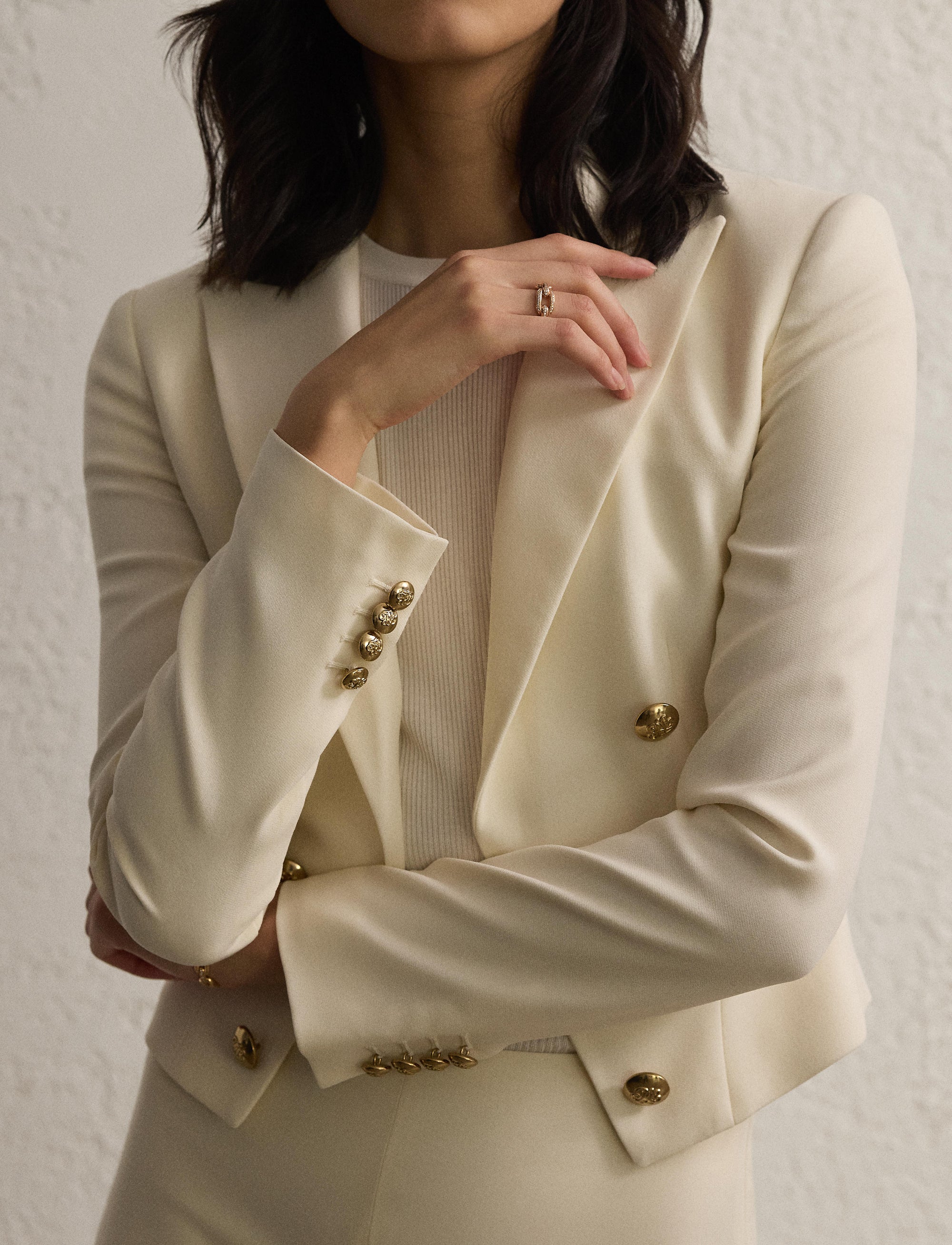 Veste Spencer en crêpe de laine - Lux Cream