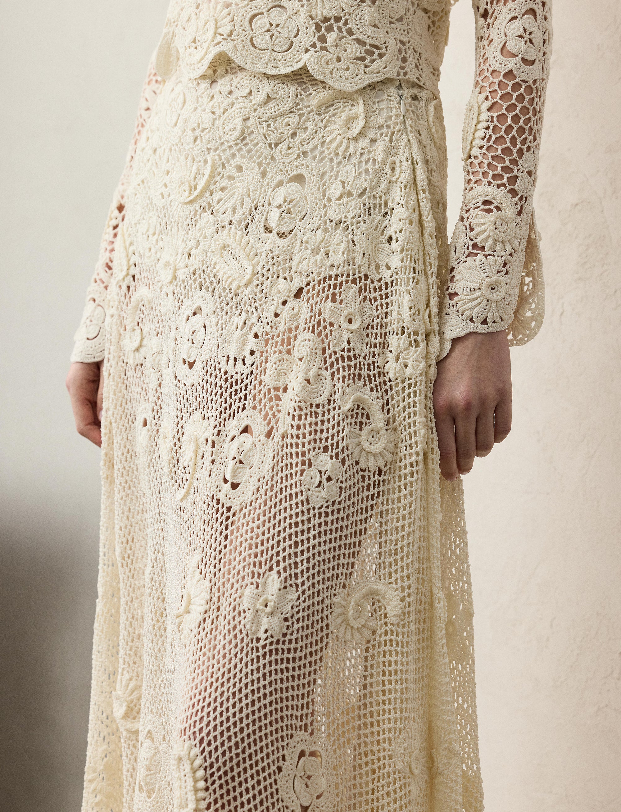 Robe à coupe évasée en soie - Crème