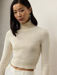 Pull court à col roulé en soie - Lux Cream