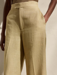 Pantalon Dean en sergé de soie et de lin mélangé - Lux Tan