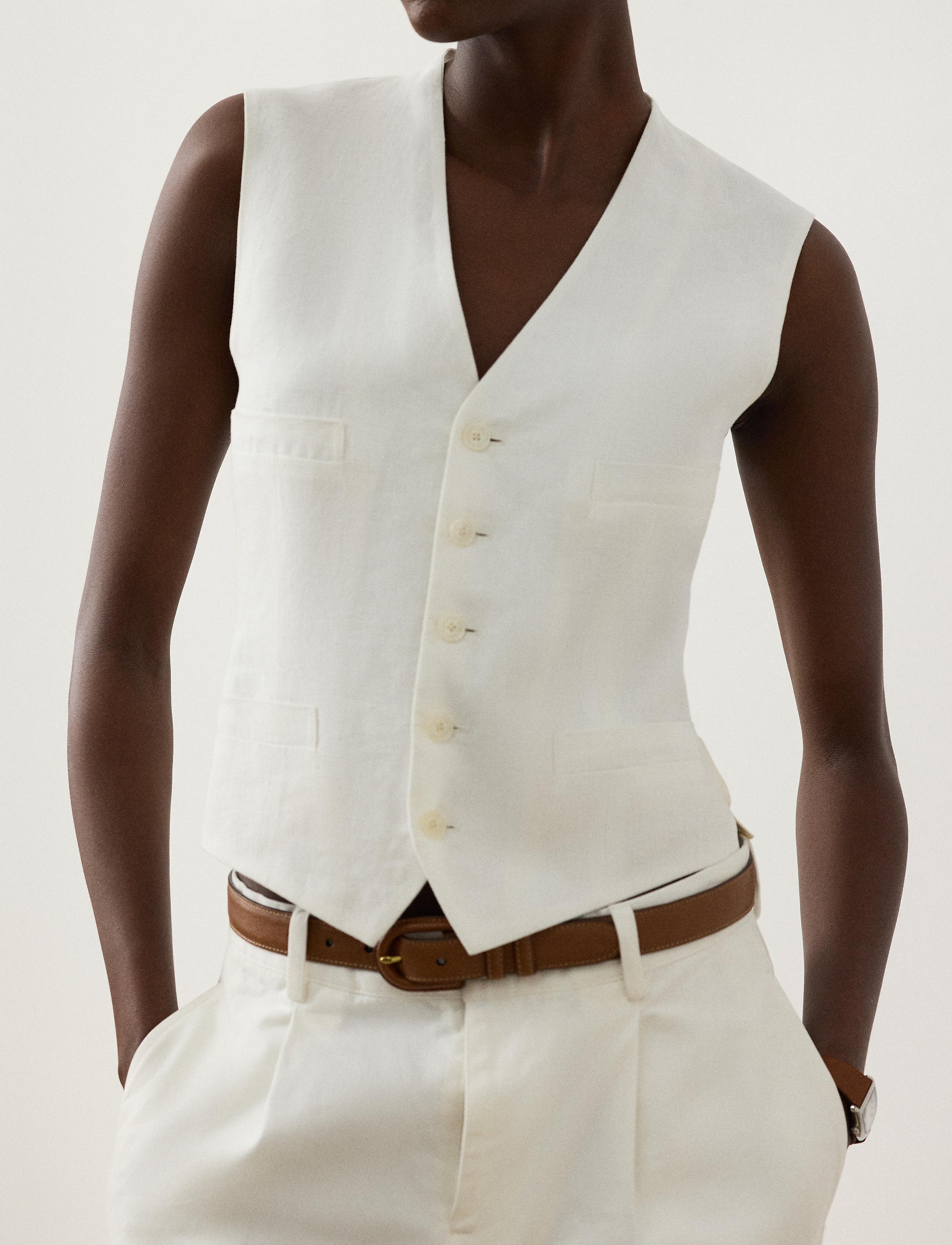 Gilet Jaiden en lin - Cream