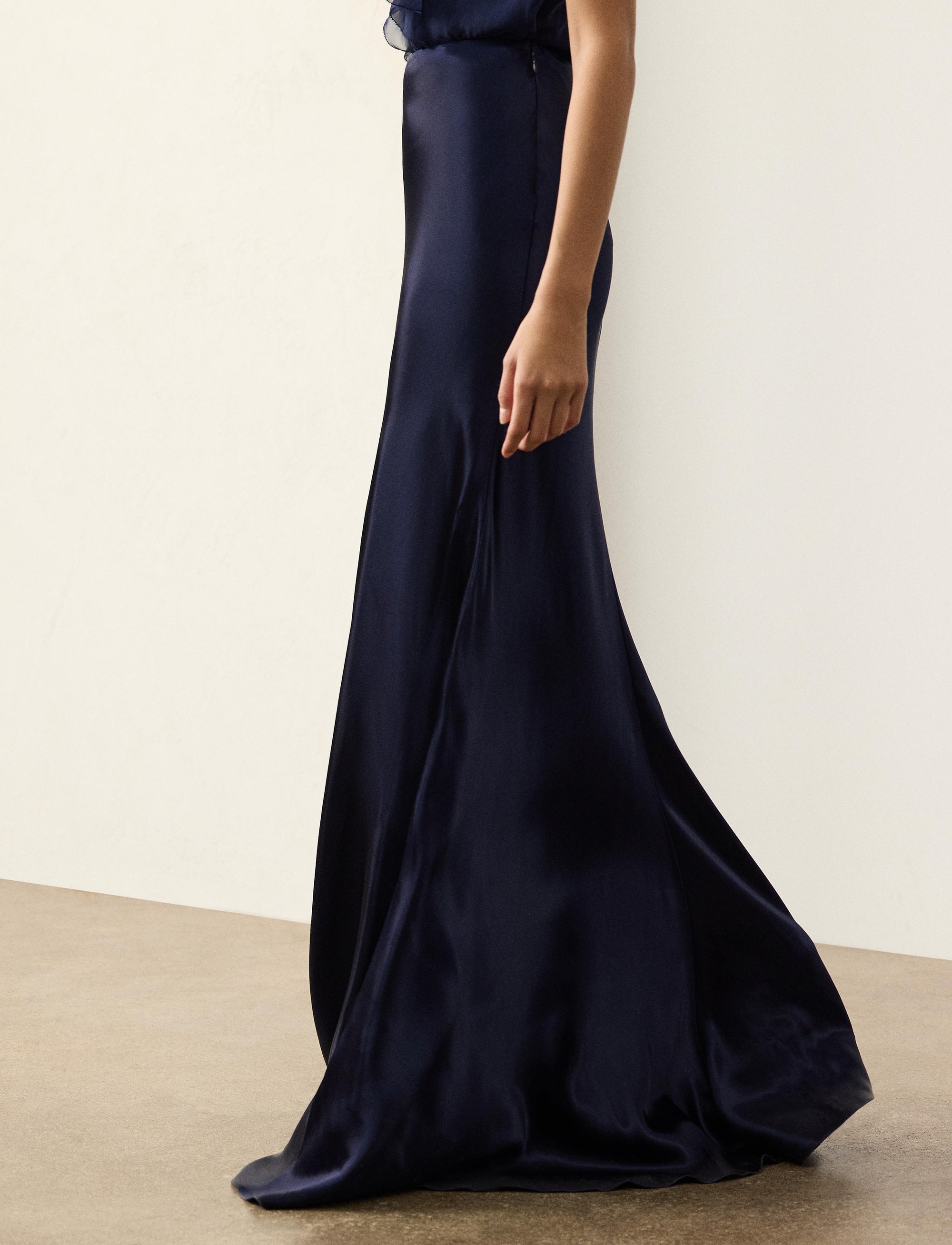 Jupe Masina en charmeuse - Lux Navy